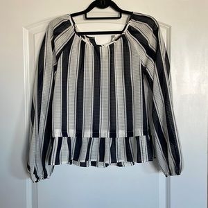 Blue and white striped blouse, size medium